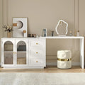 Large White Vanity Desk with Drawers
