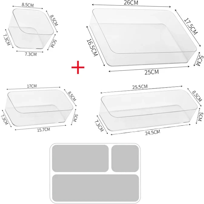 Clear Bathroom Drawer Organizer Set