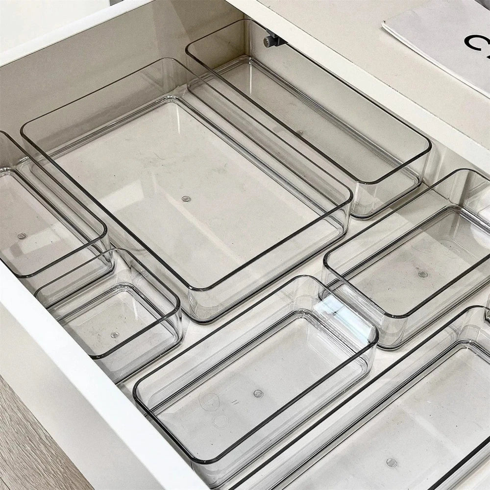 Clear Bathroom Drawer Organizer Set